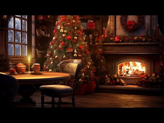 Christmas Jazz Music with Warm Crackling Fireplace to Relax  Cozy Christmas Coffee Shop Ambience