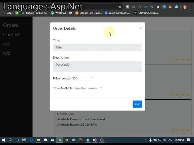 How to open bootstrap modal popup on button click in asp net c#