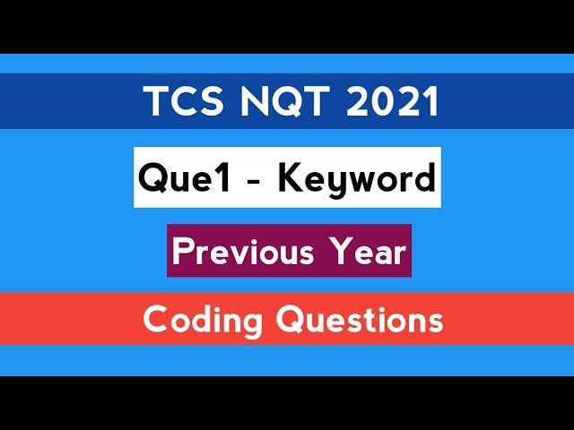 TCS NQT 2021 | Part - 1 | Previous Year Question |  C | Java | Python | The Coding Bytes