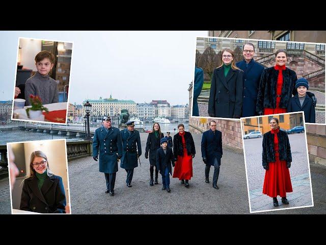 Princess Estelle & Prince Oscar visit the Royal Palace on Christmas Morning