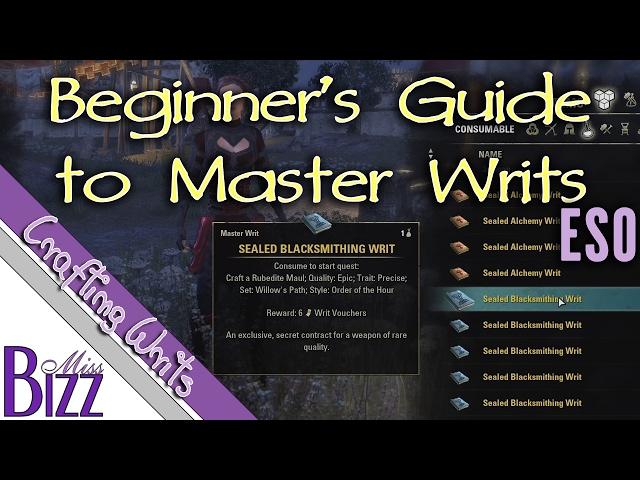 Beginner's Guide to Master Writs in Elder Scrolls Online - ESO Master Crafting Writs