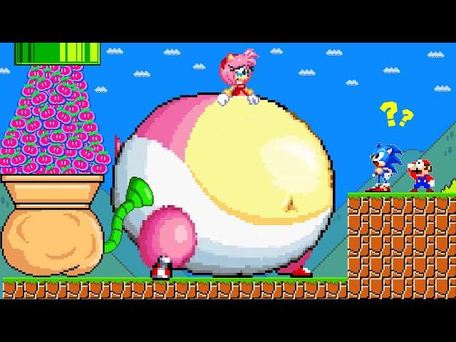 Super Mario Bros. but Mario and Sonic vs 999 Seeds turn Amy to BIG IDEAL BUTT Maze