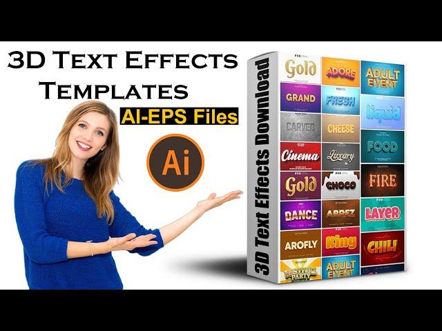 New 3D Text Effects Templates  Download In EPS And AI Files |Sheri Sk|