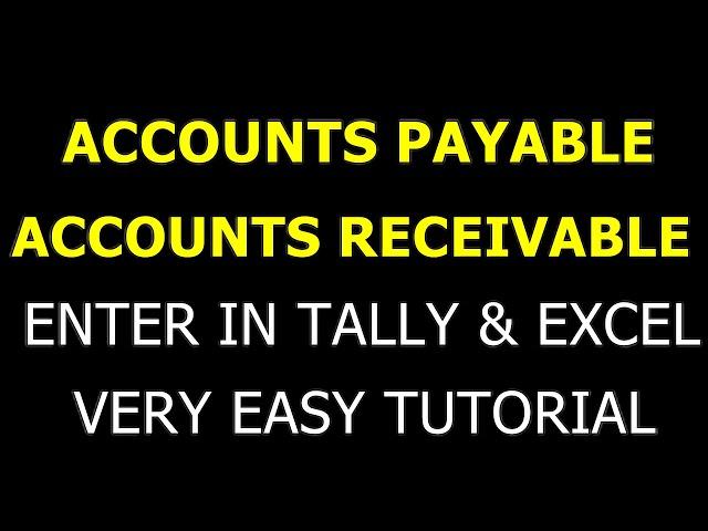 Bills Payable & Bills Receivable | Enter In Excel & Tally | Accounts Payable & Accounts Receivable