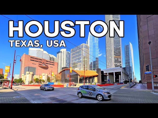 Texas Ghost Town: HOUSTON, USA. Walking in downtown Houston - 4k