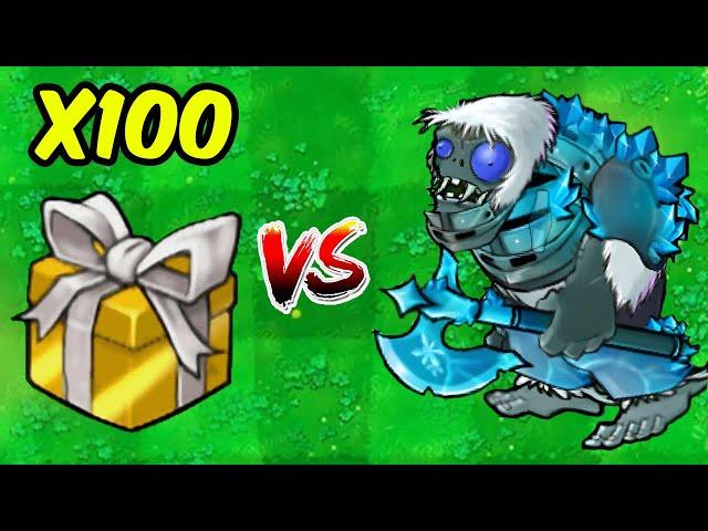 PVZ 1 Hybrid Challenge - 100 Hybrid Golden Boxes Vs 1 Yeti Gargantuar - Who Will Win?