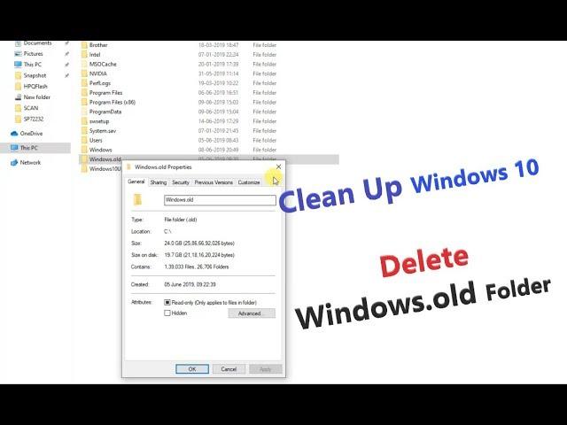 how to Delete Windows.Old Folder After Update Windows..