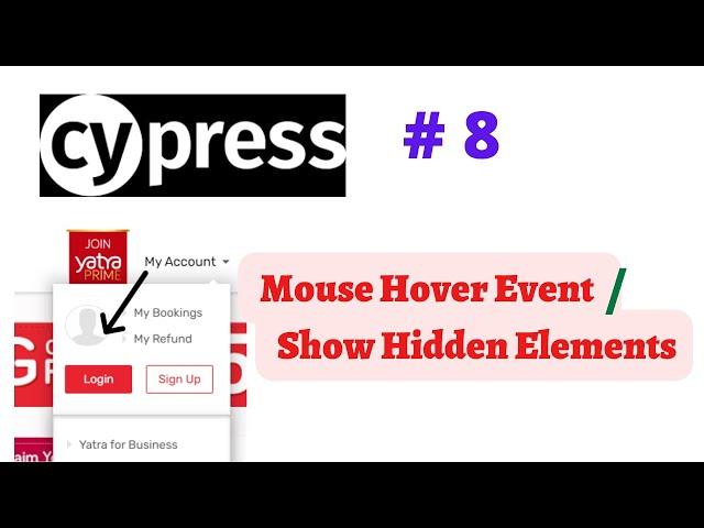 #Cypress - 8 | Handle Mouse Hover Event | Show Hidden Elements