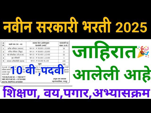 Nagpur Mahanagarpalika Bharti 2025 | नागपूर महानगरपालिका भरती 2025 | nagpur Mahanagarpalika bharti