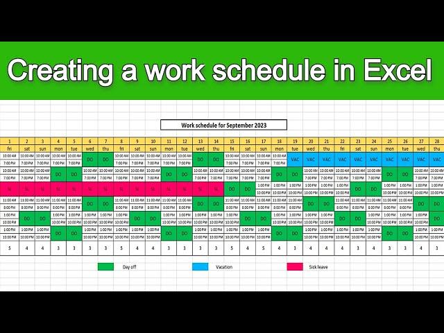 How to create a work schedule in Excel