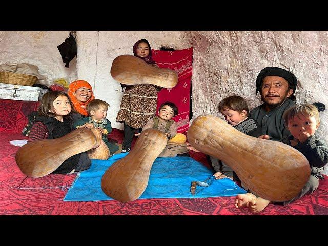 Cave Life Cooking: Afghan Family's Pumpkin Recipe | Afghanistan village life