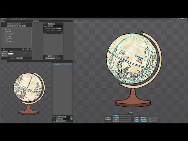 Fully Rotate 3d World Globe 360 rotation, 3d in Spine 2d