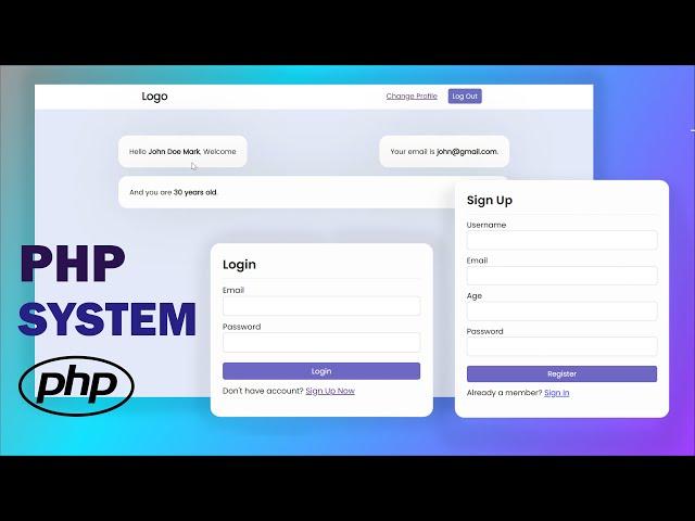 Creative Login and Registration form In HTML, CSS & PHP - Simple PHP System | step by step tutorial.