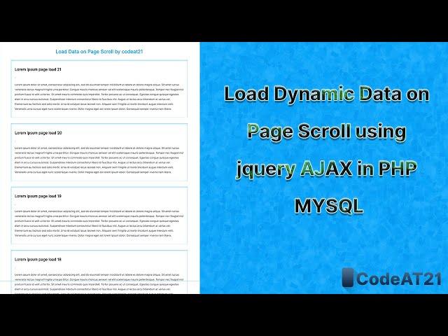 Load Dynamic Data on Page Scroll using jquery AJAX in PHP MYSQL