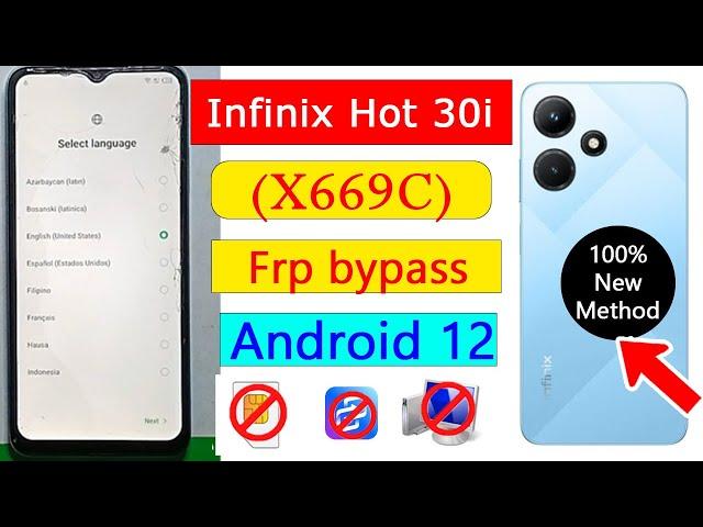 Infinix hot 30i (X669C) frp bypass android 12 | google account remove | sk mobile