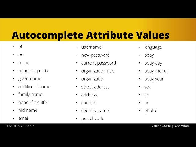 The Autocomplete and Selected Attributes