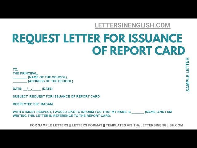 Request Letter to get Report Card from School - Request Letter for Getting Report Card