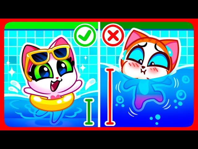 Safety Rules in the Pool Funny Toddler Cartoon With Cats Purr-Purr Stories