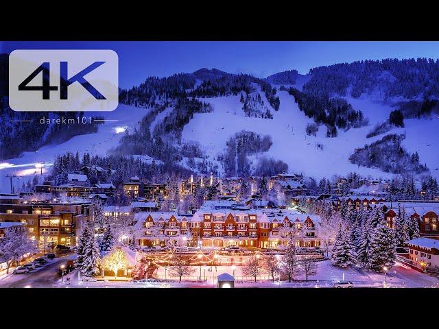 Aspen Colorado Cinematic Walking Tour through the Christmas decorated famous ski town 4K