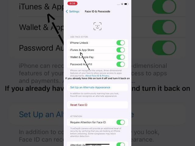 How to put you Face ID to Download apps