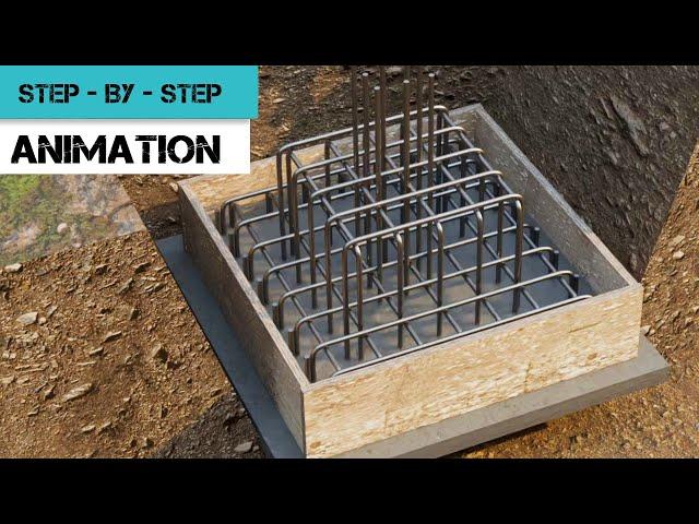 Stepped Footing Reinforcement  (step by step construction animation)