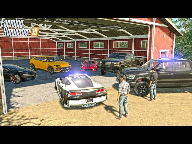 ABANDONED BARN FIND (STOLEN SUPER CARS) | POLICE CHASE | FARMING SIMULATOR 2019