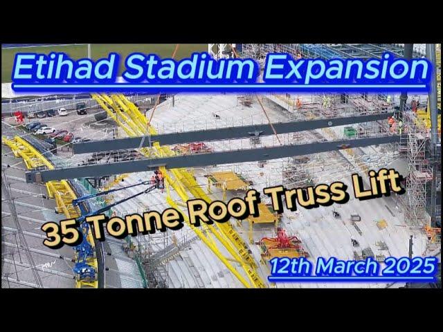 Etihad Stadium Expansion - 35 Tonne Roof Lift - Manchester City FC - Drone Footage #djidrone