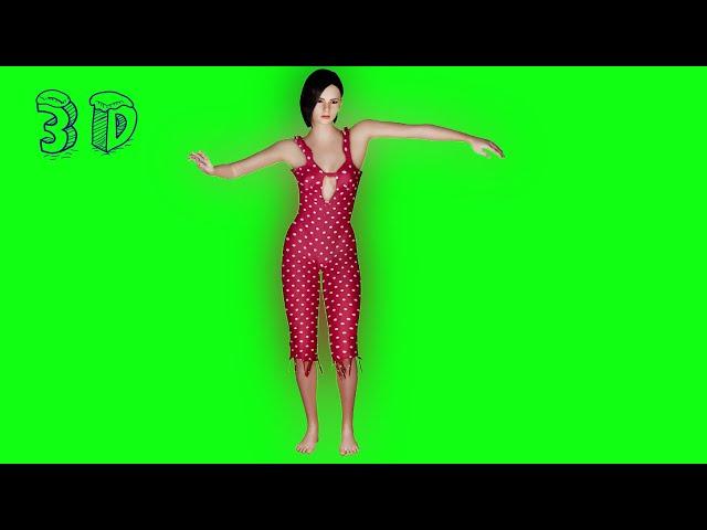 Beautiful girl dancing free green screen effects video 3d animation