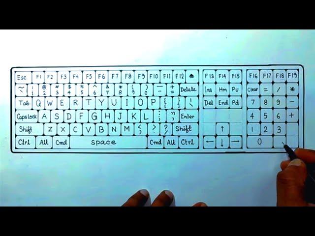 Easy way to draw keyboard for school project/Computer Keyboard drawing