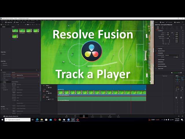 Resolve Fusion 18.6.5 - Track Soccer Player on a Field