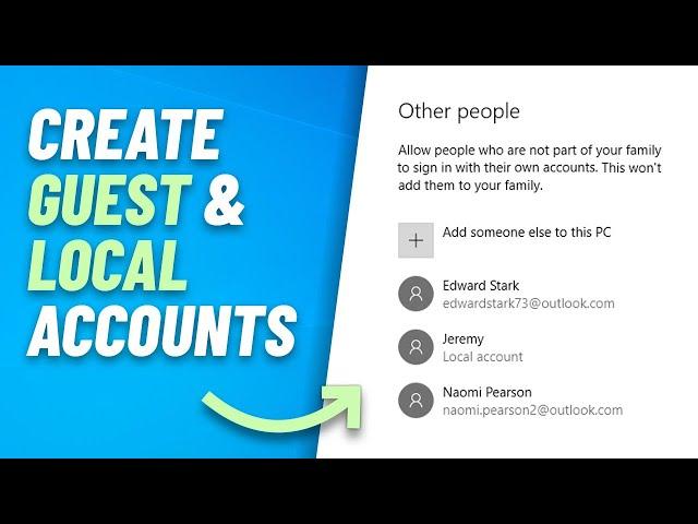 Create guest and local accounts in Windows 10