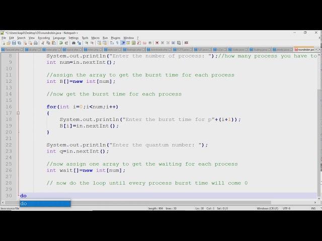 How to implement the round robin algorithm in java?