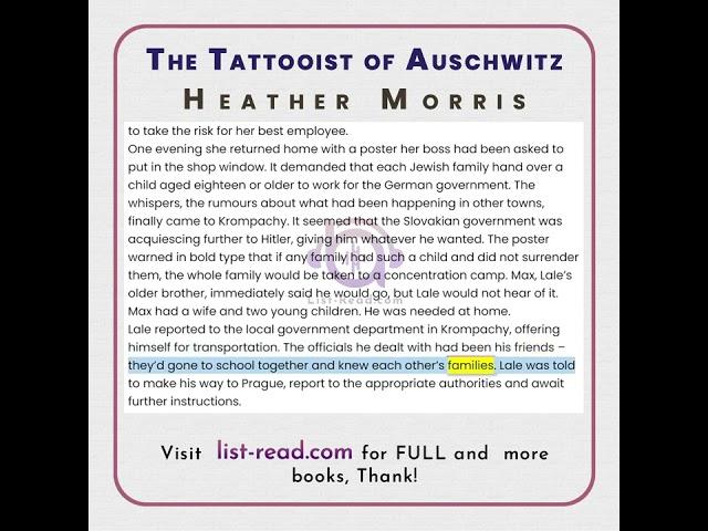 Full free The Tattooist of Auschwitz by Heather Morris audiobook leanring english