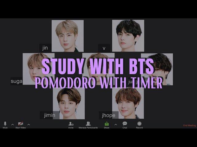 Study with BTS on Zoom  (pomodoro 25x4 w/ timer) | Study with Kpop | Ronah Abigail Bejoc