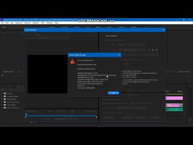 Cara Mengatasi Error Compiling Movie di Adobe Premiere Pro 2020