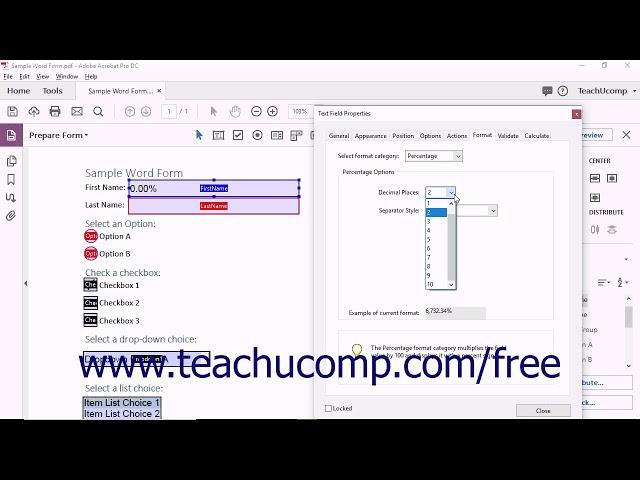 Acrobat Pro DC- Format Properties of Form Fields - Adobe Acrobat Pro DC Training Tutorial Course