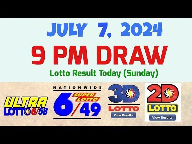 Lotto Result Today 9pm draw July 7, 2024 6/58 6/49 Swertres Ez2 PCSO#lotto