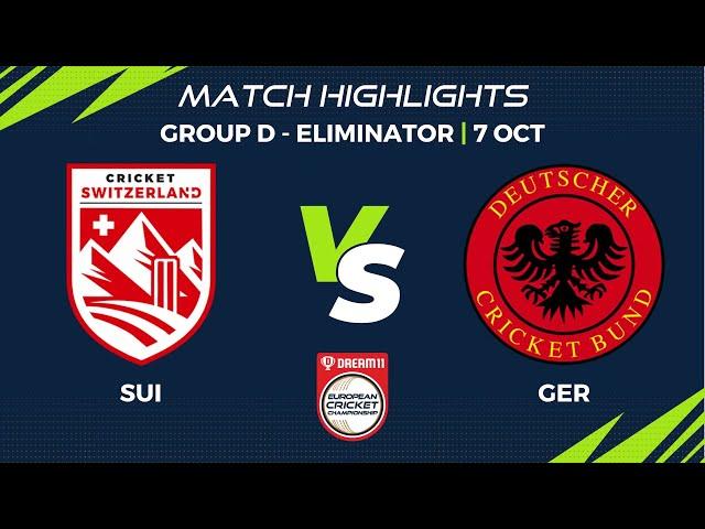 Group D, Eliminator - SUI vs GER | Highlights |Dream11 European Cricket Championship, 2022|ECC22.094