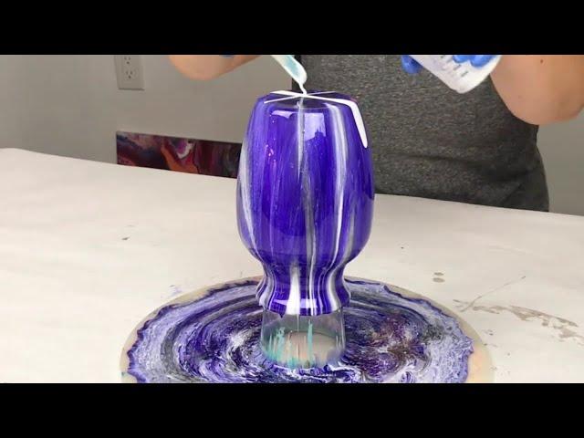 Purple and Silver Resin Vase and Bowl