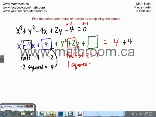 Find the center and radius of a circle by completing the square