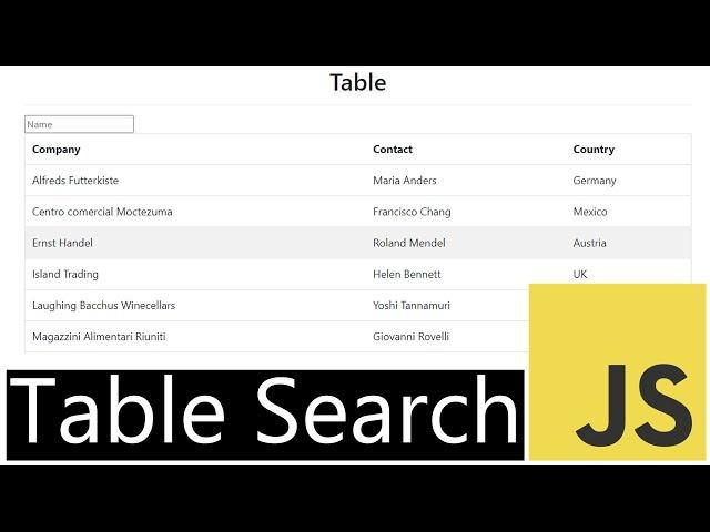 Table Search in a HTML Table - JavaScript