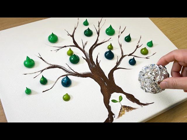 How to Draw a Growing Tree from Sprout / Acrylic Painting Technique