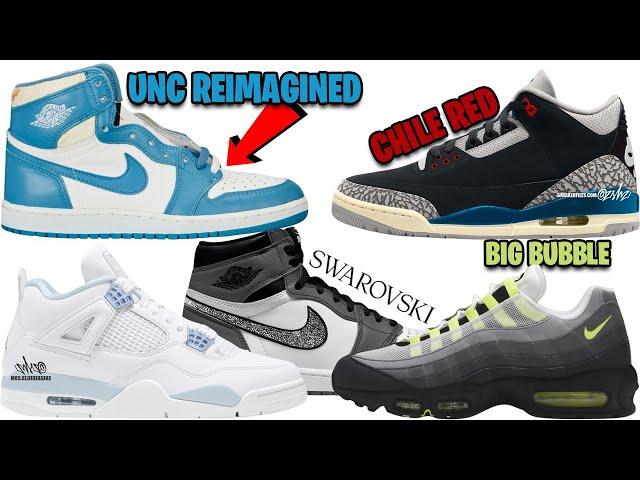 AIR JORDAN 1 UNC REIMAGINED 2025 +SWAROVSKI, AJ 3 CHILE RED, AJ 4 ALUMINUM, AIR MAX 95 NEON + MORE