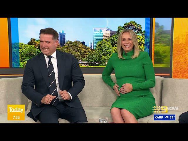 Karl Stefanovic's panic after pregnant Sylvia Jeffreys lets out loud 'Oooh'