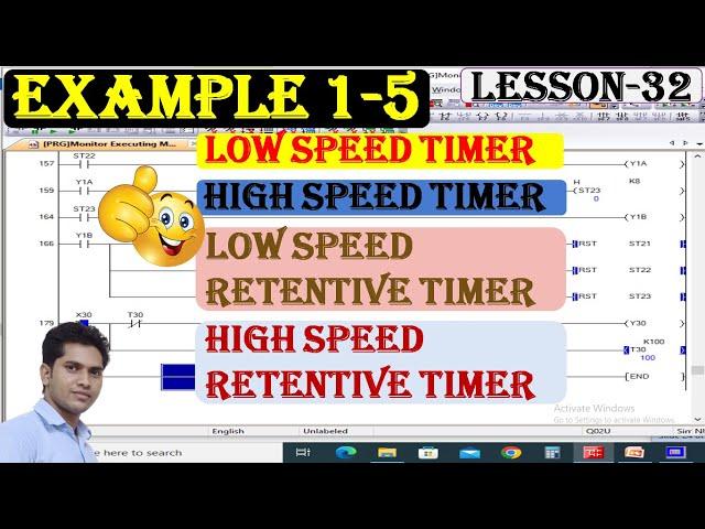 2. Mitsubishi Timer Tutorial | Low speed timer | High speed timer | Retentive timer | PLC HMI |