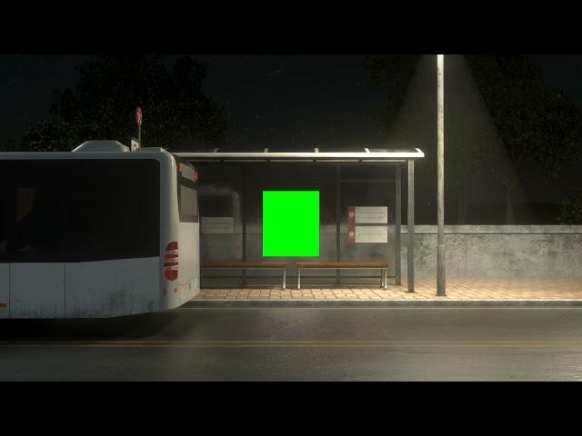 Green screen effect billboard at the bus stop part 2