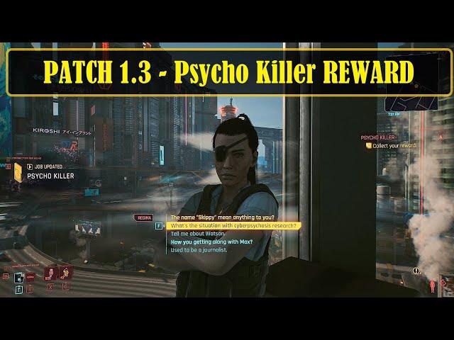 Cyberpunk 2077 Reward for Sparing most Cyberpsycho Patch 1.3