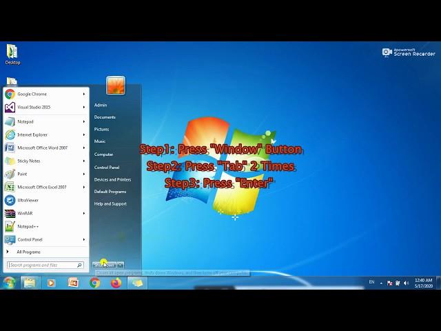 How to shutdown Windows 7 quickly | Keyboard Shortcut Win 7