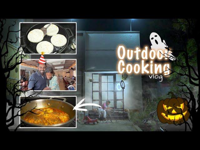 FIRST OUTDOOR cooking in NEW house/Bala Birthday video/Dhaba style egg gravy