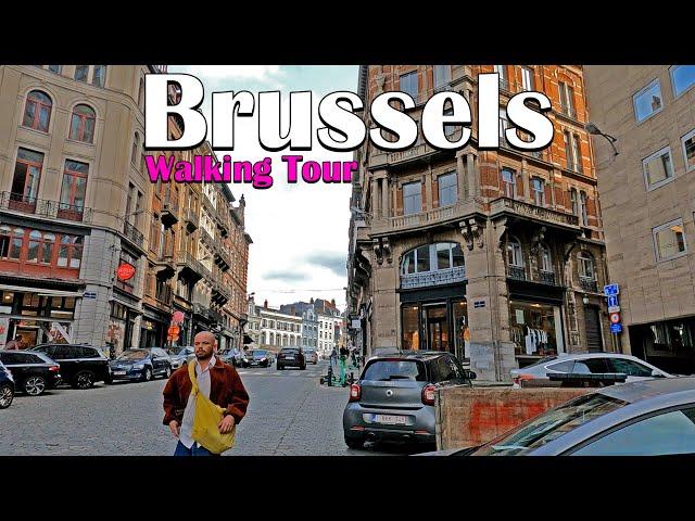 Brussels, Belgium  - Walking Tour 4K - Walk in Center of Brussels - April 2024